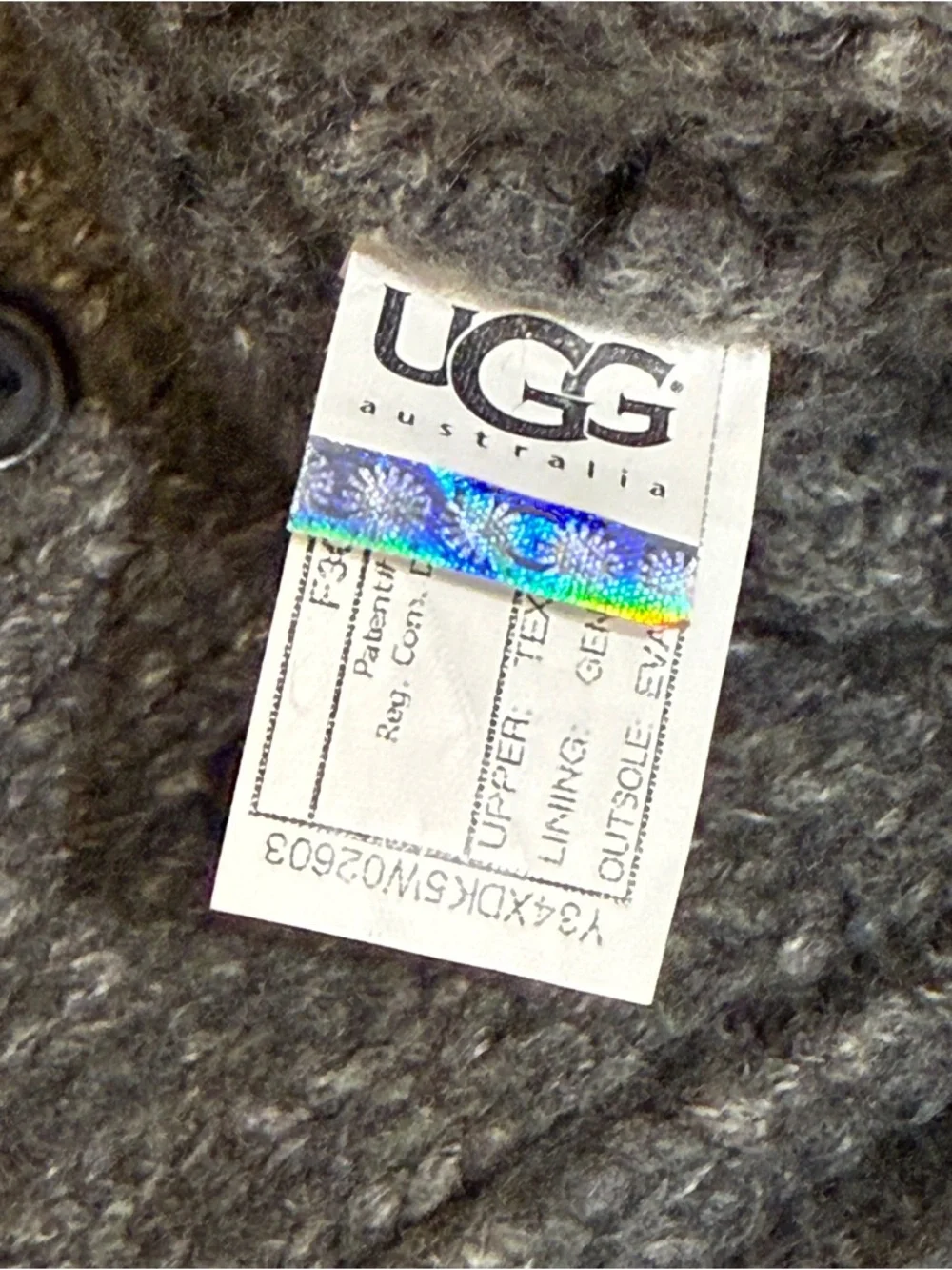 UGG Australia Women’s Grey Knit Mid-Calf High Ugg Boots, Sweater Cardigan Knit